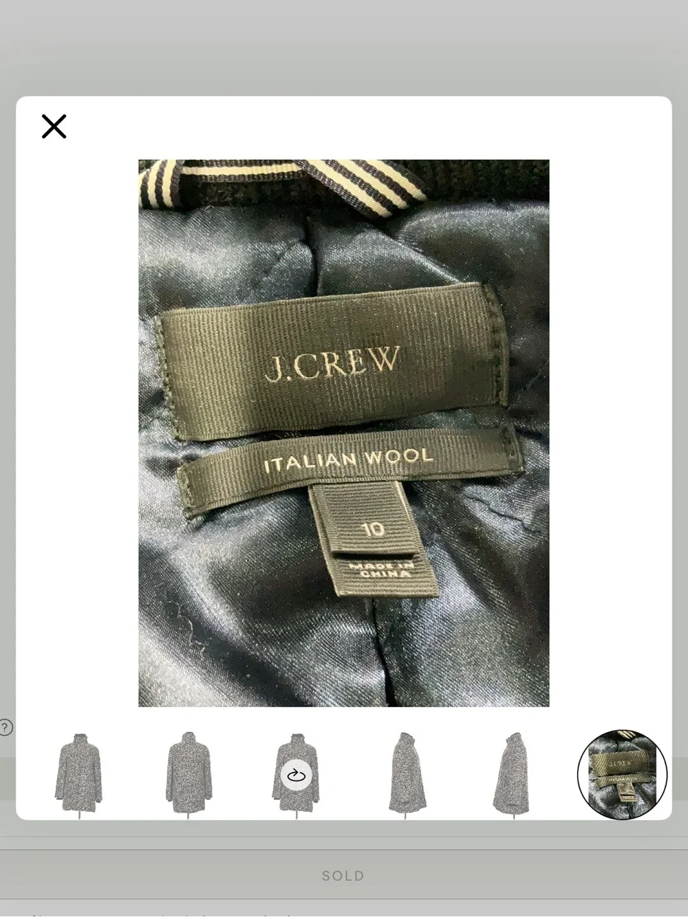J.Crew Lodge Coat in Speckled Bouclé luxury Italian Wool Black White Size 10 - Picture 10 of 10